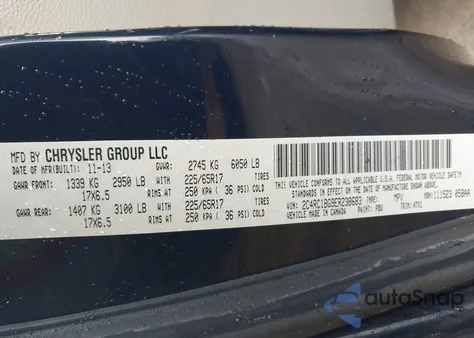 2014 Chrysler Town & Country Touring из США, поврежденный, VIN 2C4RC1BG9ER238683